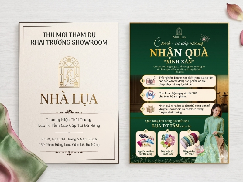 Thiệp Mời Tham Dự Khai Trương Showroom Nhà Lụa