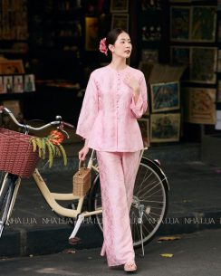 Pháp Phục Bảo Liên Màu Hồng Phấn - Lụa Tơ Tằm Cao Cấp
