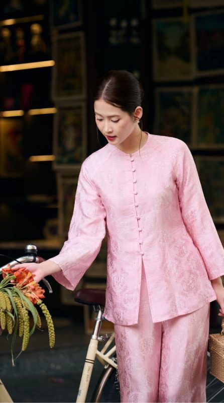 Pháp Phục Bảo Liên Màu Hồng Phấn Lụa Tơ Tằm Nha Xá Cao Cấp | Nhà Lụa