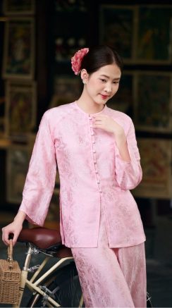 Pháp Phục Bảo Liên Màu Hồng Phấn Lụa Tơ Tằm Nha Xá Cao Cấp | Nhà Lụa