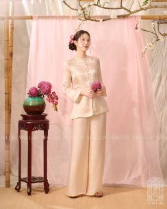 Pháp Phục Diệu An Màu Kem - Lụa Tơ Tằm Cao Cấp