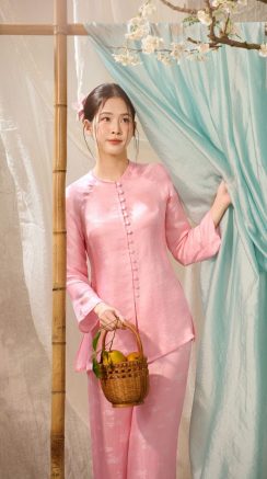 Pháp Phục Diệu An Màu Hồng Lụa Tơ Tằm Nha Xá Cao Cấp | Nhà Lụa