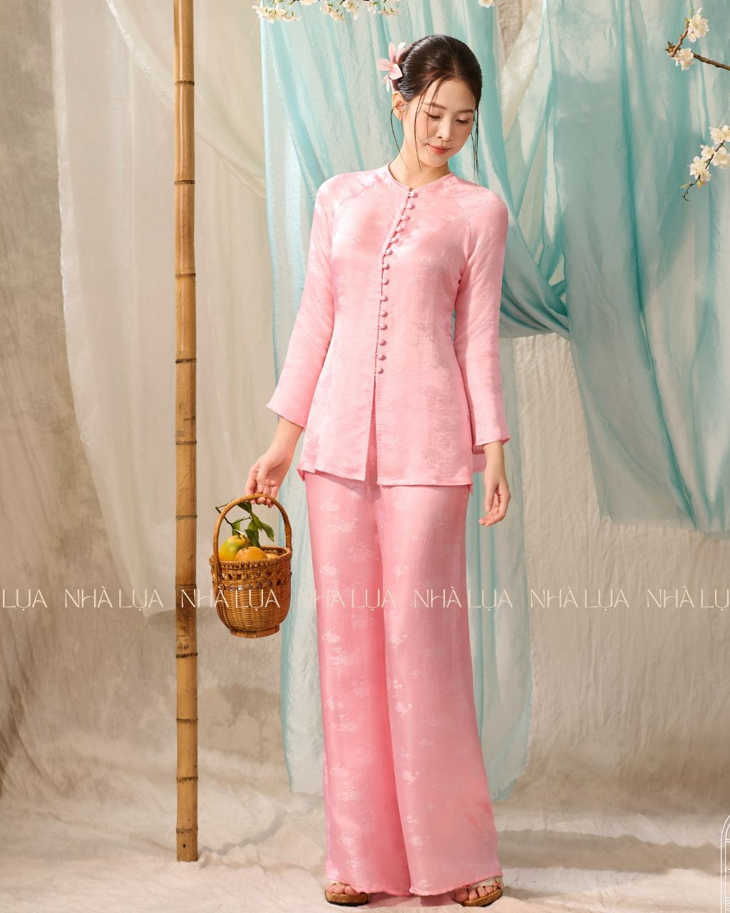 Pháp Phục Diệu An Màu Hồng Lụa Tơ Tằm Nha Xá Cao Cấp | Nhà Lụa