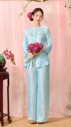Pháp Phục Diệu An Màu Xanh Lụa Tơ Tằm Nha Xá Cao Cấp | Nhà Lụa