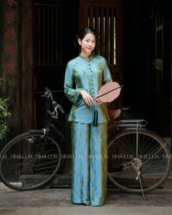 Pháp Phục Lam Ngọc Lụa Tơ Tằm Cao Cấp – Thanh Tịnh, Trang Nghiêm