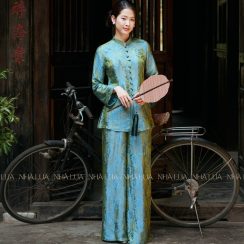 Pháp Phục Lam Ngọc Lụa Tơ Tằm Cao Cấp – Thanh Tịnh, Trang Nghiêm