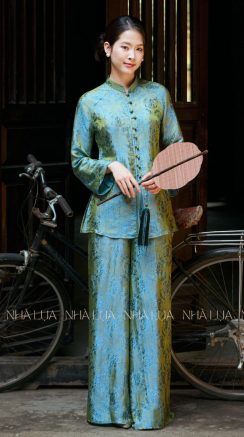 Pháp Phục Lam Ngọc Màu Xanh Ngọc Lụa Tơ Tằm Nha Xá Cao Cấp | Nhà Lụa