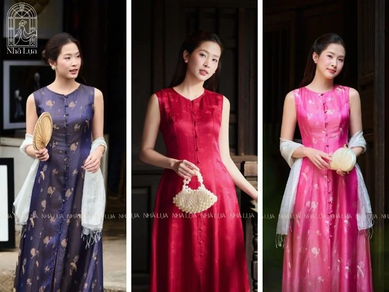 Váy lụa Nhà Lụa có đa dạng kiểu dáng và màu sắc được dệt từ tơ tằm tự nhiên, phù hợp cho mọi dịp từ công sở, dạo phố đến dự t