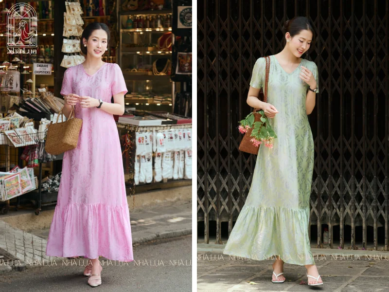 Váy dáng chữ A giúp cân đối vóc dáng, che hông đùi khéo léo và mang lại vẻ nữ tính, thướt tha hơn