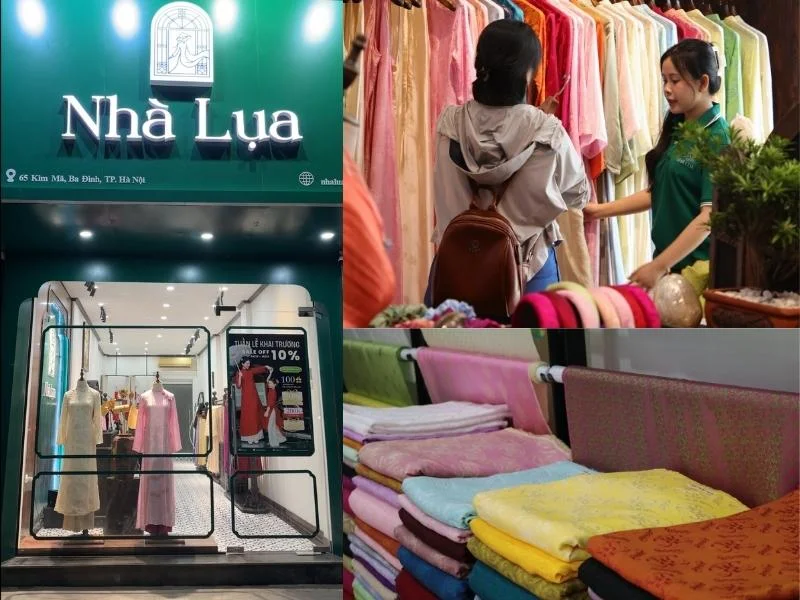 Nhà Lụa cung cấp lụa tơ tằm cao cấp kèm tư vấn chuyên sâu, may đo riêng, giao hàng miễn phí và đổi size linh hoạt để bạn yên tâm chọn màu áo dài tôn da ngăm ưng ý nhất.