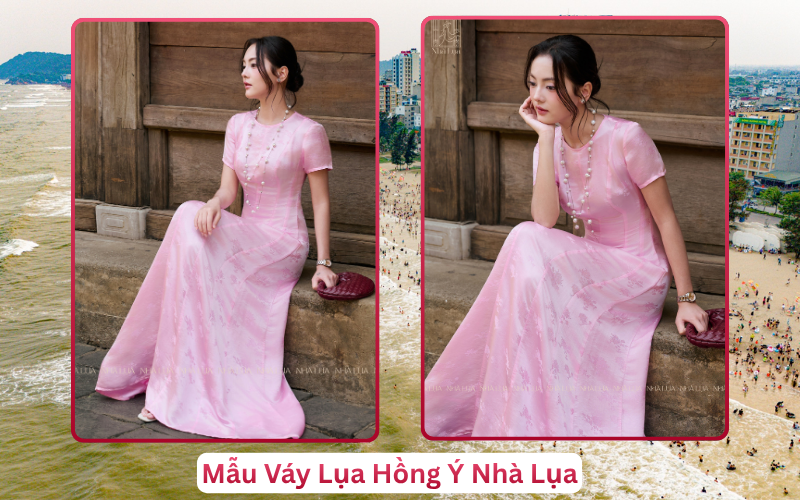 Mẫu Váy Lụa Hồng Ý Nhà Lụa Cam Ranh