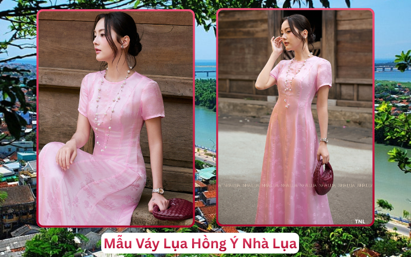 Mẫu Váy Lụa Hồng Ý Nhà Lụa Phú Yên
