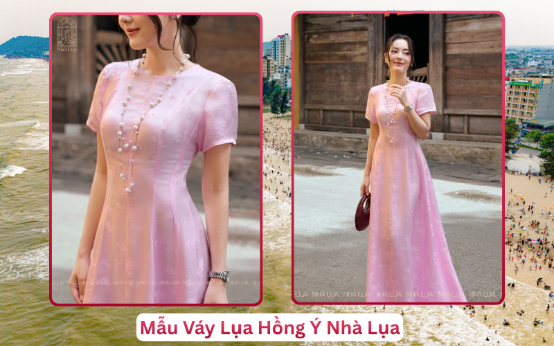 Mẫu Váy Lụa Hồng Ý Nhà Lụa Sầm Sơn
