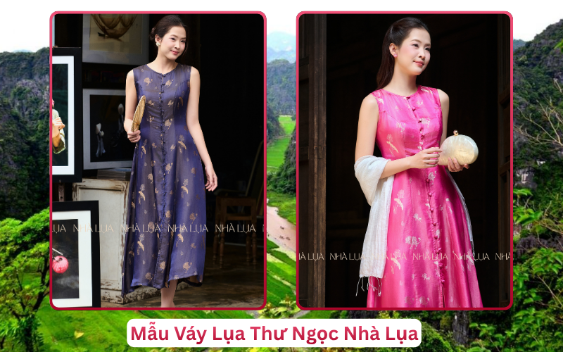 Mẫu Váy Lụa Thư Ngọc Nhà Lụa Ninh Bình