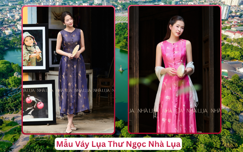 Mẫu Váy Lụa Thư Ngọc Nhà Lụa Vinh
