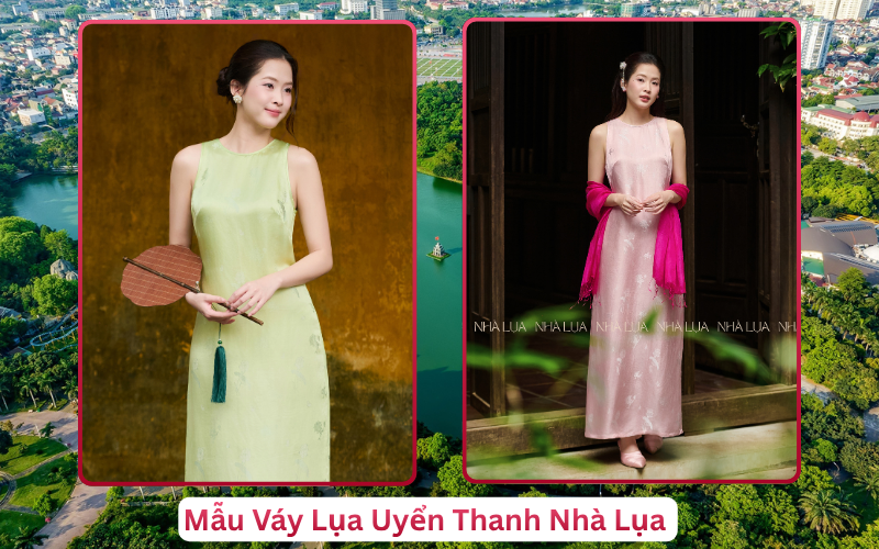 Mẫu Váy Lụa Uyển Thanh Nhà Lụa Vinh
