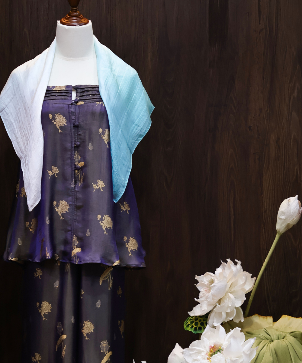 Khăn Lụa Tơ Tằm Tự Nhiên 100% Màu Loang Xanh Dương - Quà Tặng Khăn Lụa Sang Trọng | NHÀ LỤA
