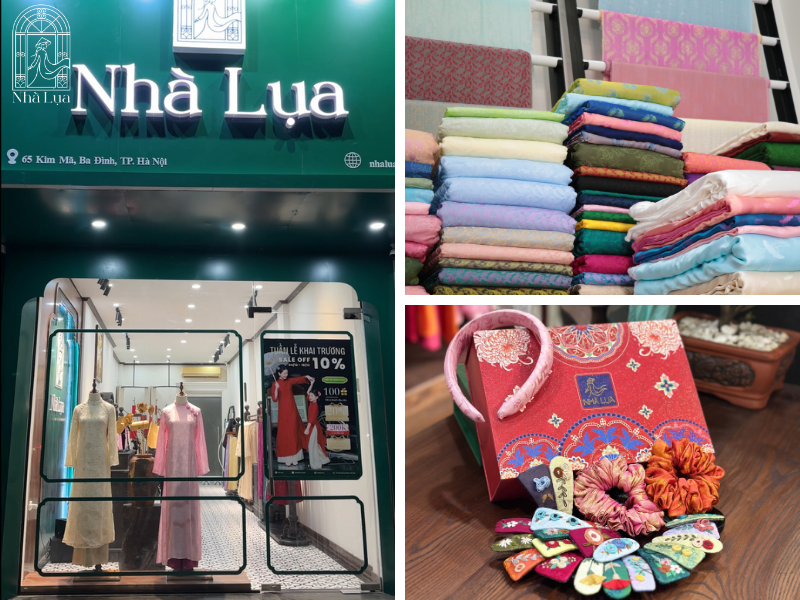 Tại Nhà Lụa có những màu áo dài vô cùng đẹp từ lụa tơ tằm Nha Xá, ghé showroom Hà Nội hoặc Đà Nẵng để trải nghiệm trực tiếp hoặc đặt hàng online, giao hàng toàn quốc