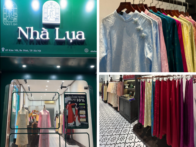 Ghé trực tiếp showroom Nhà Lụa tại Hà Nội hoặc Đà Nẵng để thử form và tư vấn tone màu. Khách ở xa có thể đặt online, giao toàn quốc, đổi size linh hoạt trong 3 ngày.