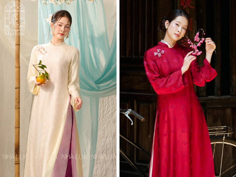Cổ cao truyền thống mang nét cổ điển, quý phái, kín đáo và trang trọng, kết hợp lụa tơ tằm mềm mại cùng phom may đo riêng giúp các mẹ tự tin tỏa sáng trong mọi dịp lễ lạt hay tiệc