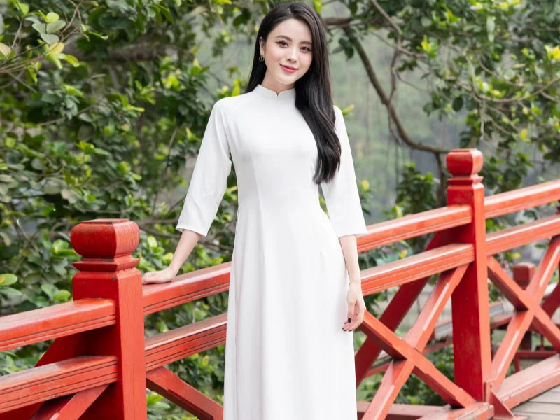 Áo dài trắng với cổ cao truyền thống hoặc cổ thuyền nhã nhặn, phối quần lụa đồng màu giúp bạn giữ phong thái chuyên nghiệp, trang nghiêm trong lễ tốt nghiệp và các sự kiện quan trọng.