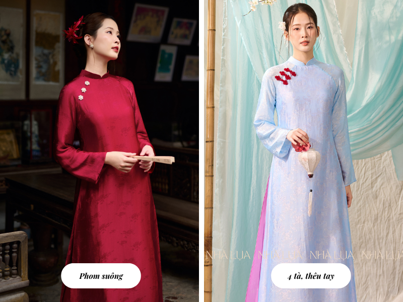 Áo dài Nhà Lụa có nhiều mức giá khác nhau, phù hợp với đa dạng nhu cầu từ thiết kế thanh lịch nhẹ nhàng đến mẫu thêu tay tinh xảo dành cho dịp trọng đại.