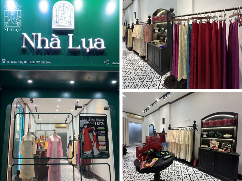 Nhà Lụa là shop váy lụa cao cấp tại Hà Nội, sử dụng lụa Nha Xá tơ tằm thật. Khách hàng có thể xem vải, thử dáng và được tư vấn chi tiết