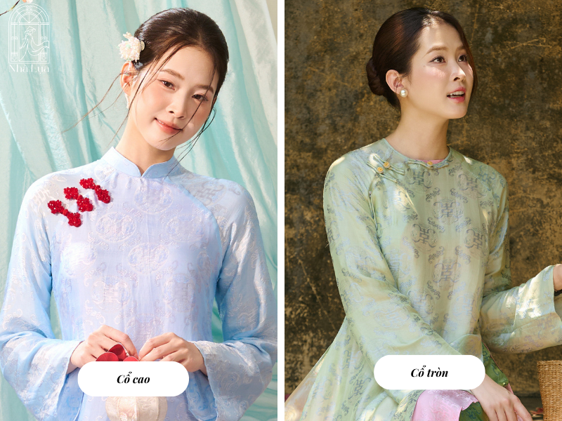 Cổ cao giúp che xương quai xanh, tạo cảm giác đầy đặn cho người gầy, ngực mỏng; cổ tròn giúp mềm mại đường nét vai, kéo dài cổ, phù hợp với người vai thô hoặc cổ ngắn