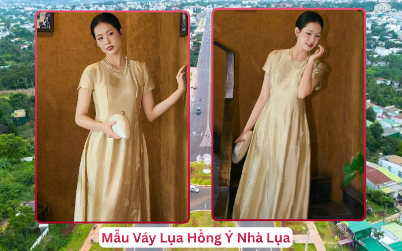 Mẫu Váy Lụa Hồng Ý Nhà Lụa Buôn Mê Thuột
