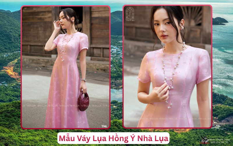 Mẫu Váy Lụa Hồng Ý Nhà Lụa Côn Đảo