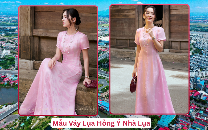 Mẫu Váy Lụa Hồng Ý Nhà Lụa Hải Phòng