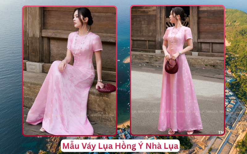 Mẫu Váy Lụa Hồng Ý Nhà Lụa Quy Nhơn