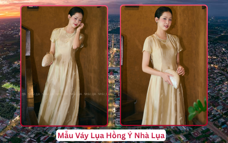 Mẫu Váy Lụa Hồng Ý Nhà Lụa Tây Ninh