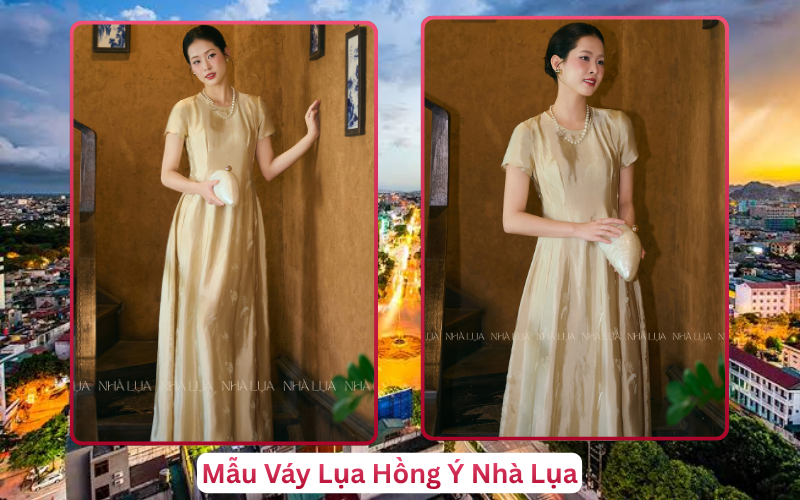 Mẫu Váy Lụa Hồng Ý Nhà Lụa Thanh Hóa