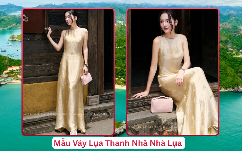 Mẫu Váy Lụa Thanh Nhã Nhà Lụa Đảo Cát Bà
