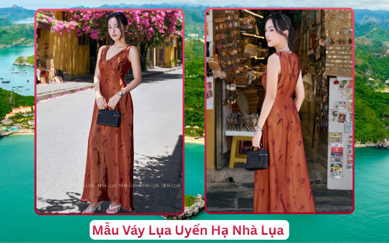Mẫu Váy Lụa Uyển Hạ Nhà Lụa Đảo Cát Bà