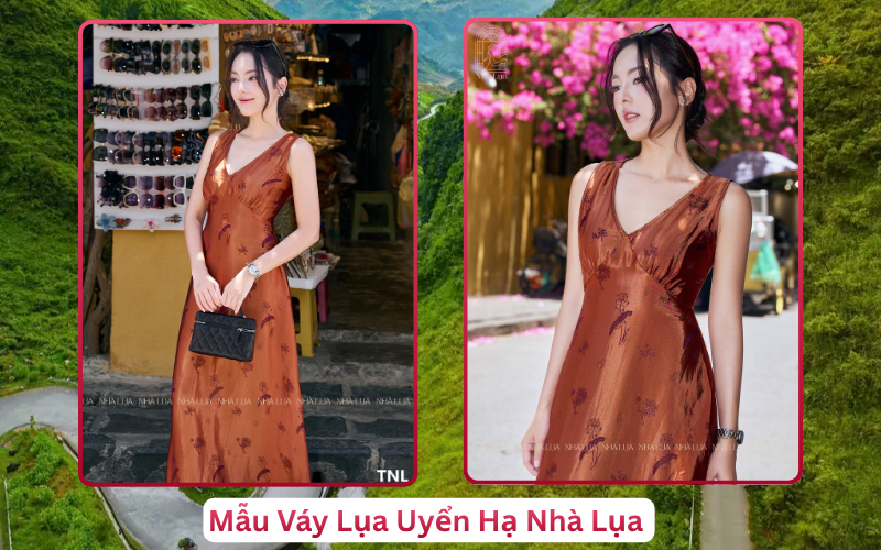 Mẫu Váy Lụa Uyển Hạ Nhà Lụa Hà Giang
