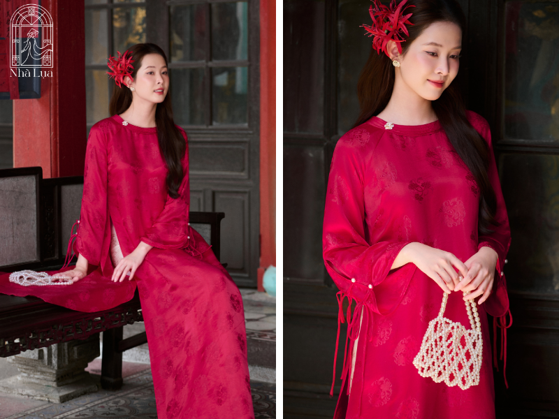 Áo dài đỏ dáng suông lụa mềm mại giúp che khuyết điểm, mang lại sự thoải mái tuyệt đối. Sắc đỏ rực rỡ, linh hoạt khi dạo phố để có bức ảnh 2/9 đẹp rạng ngời