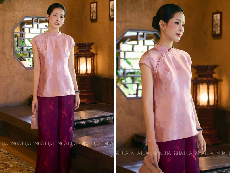 Bộ đồ lụa mặc nhà lụa tơ tằm Nha Xá mềm mịn, thoáng mát là món quà tặng Vu Lan cho mẹ ý nghĩa, giúp mẹ dễ chịu và thư thái mỗi ngày