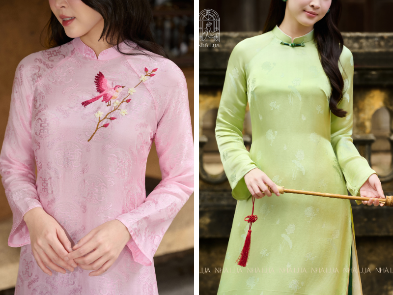 Phom suông hoặc áo dài 4 tà mềm mại dễ di chuyển cả ngày chúc Tết hơn hẳn phom ôm sát. Vừa che khuyết điểm khéo vừa giữ nét duyên dáng thướt tha vốn có của lụa tơ tằm