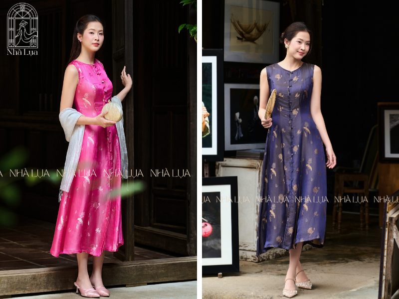 Váy lụa tinh giản ôm nhẹ đường cong, tôn vẻ nữ tính thanh tao. Chất lụa thấm hút tốt, linh hoạt giúp quý cô luôn thoải mái, rạng rỡ từ tiệc tùng đến dạo phố