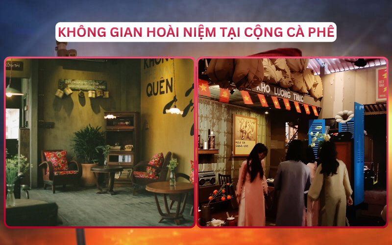 Nếu quý cô muốn tìm một không gian nghỉ chân mang đậm âm hưởng thời chiến, chuỗi Cộng Cà Phê với phong cách trang trí bao cấp sẽ là lựa chọn vô cùng hoàn hảo để chụp áo dài 2/9