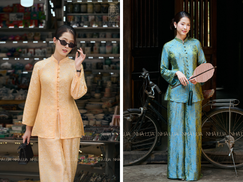 Pháp phục lụa mang vẻ đẹp kín đáo, tôn nghiêm, là lựa chọn lý tưởng khi đi lễ chùa. Chất lụa êm ái, nhẹ tênh giúp người mặc cảm nhận sự tĩnh tại, an yên