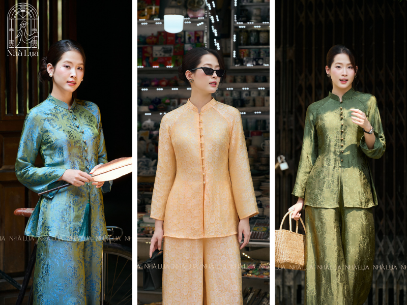 Pháp phục lụa tối giản, rộng rãi tôn lên khí chất thanh tịnh chốn linh thiêng. Chất lụa nguyên bản cực tôn da, nhã nhặn cho cả những buổi hội ngộ gia đình