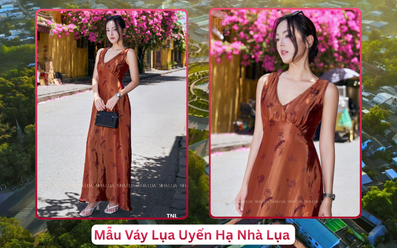 Mẫu Váy Lụa Uyển Hạ Nhà Lụa Trà Vinh