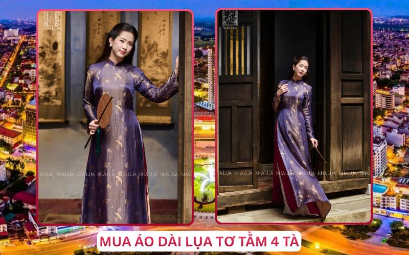 Mua Áo Dài Lụa Tơ Tằm 4 Tà Tại Bắc Ninh
