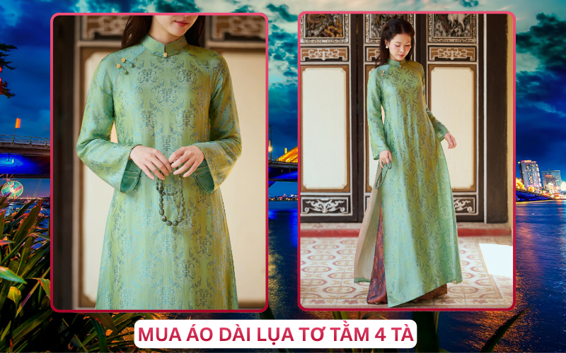 Mua Áo Dài Lụa Tơ Tằm 4 Tà Tại Đà Nẵng