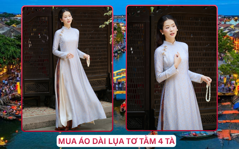 Mua Áo Dài Lụa Tơ Tằm 4 Tà Tại Hội An