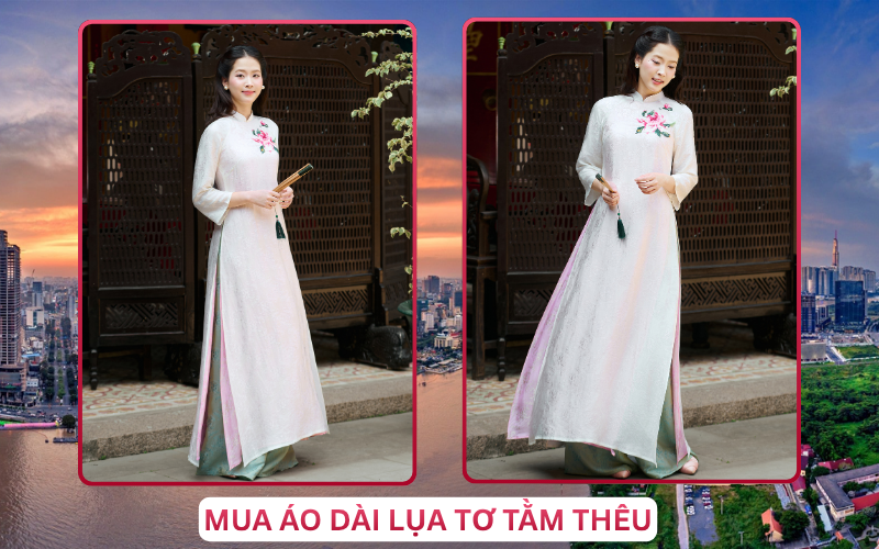 Mua Áo Dài Lụa Tơ Tằm Thêu Tại Hồ Chí Minh