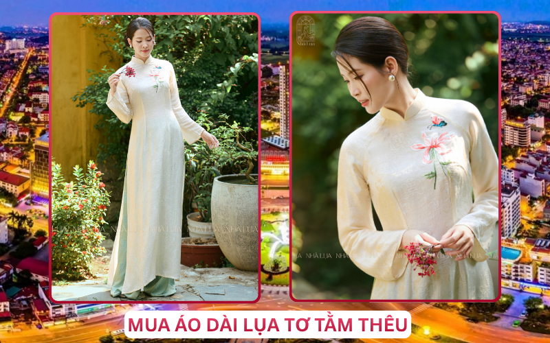 Mua Áo Dài Lụa Tơ Tằm Thêu Tại Bắc Ninh
